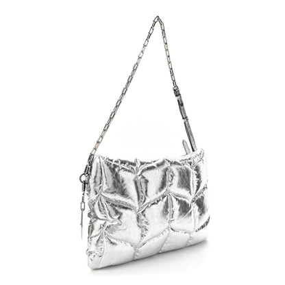 Mulberry Metallic Crinkled Calfskin Pillow Quilted Softie Clutch Silver 3 of 9
