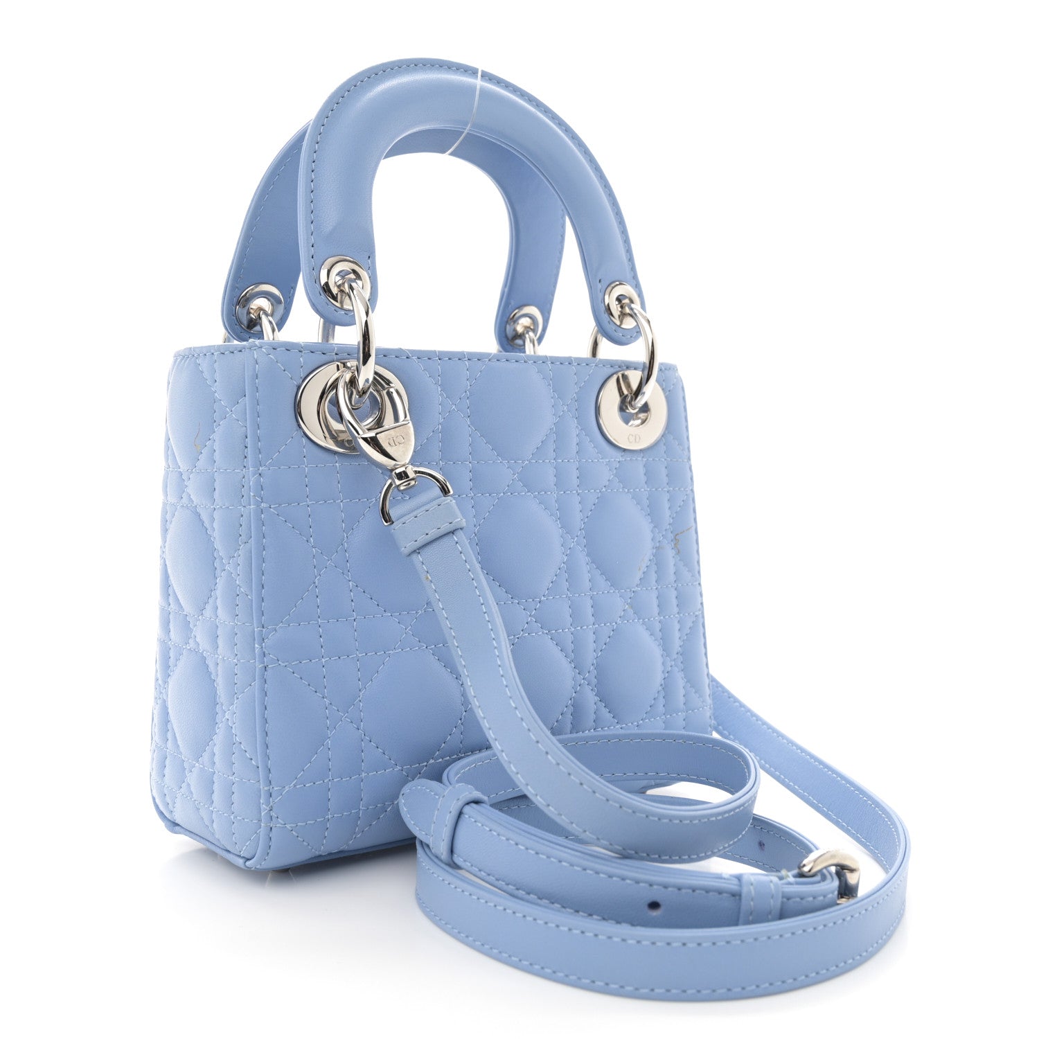 Christian Dior Lambskin Cannage Mini Lady Dior Blue 3 of 13