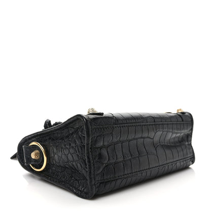 Balenciaga Calfskin Giant 12 Gold Hardware Crocodile Embossed Mini City Black 4 of 9