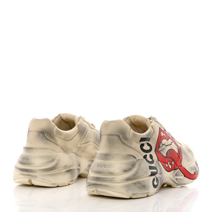 Gucci Calfskin Mouth Print Mens Rhyton Sneakers 8.5 Ivory 4 of 10