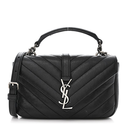 Saint Laurent Sheepskin Matelasse Chevron Monogram College Chain Wallet Black 1 of 12