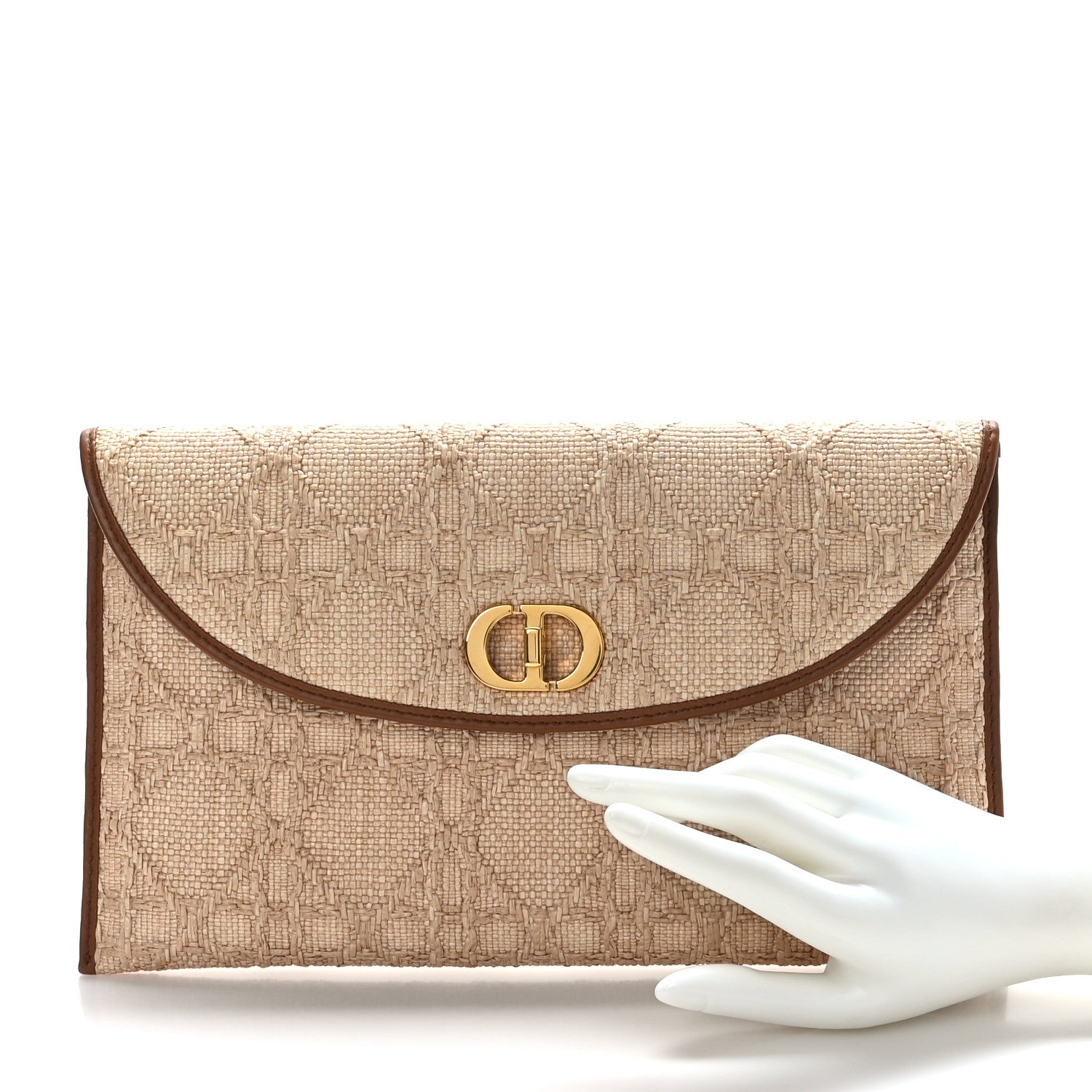 Christian Dior Raffia Macrocannage 30 Montaigne Avenue Pouch With Flap Natural 2 of 7