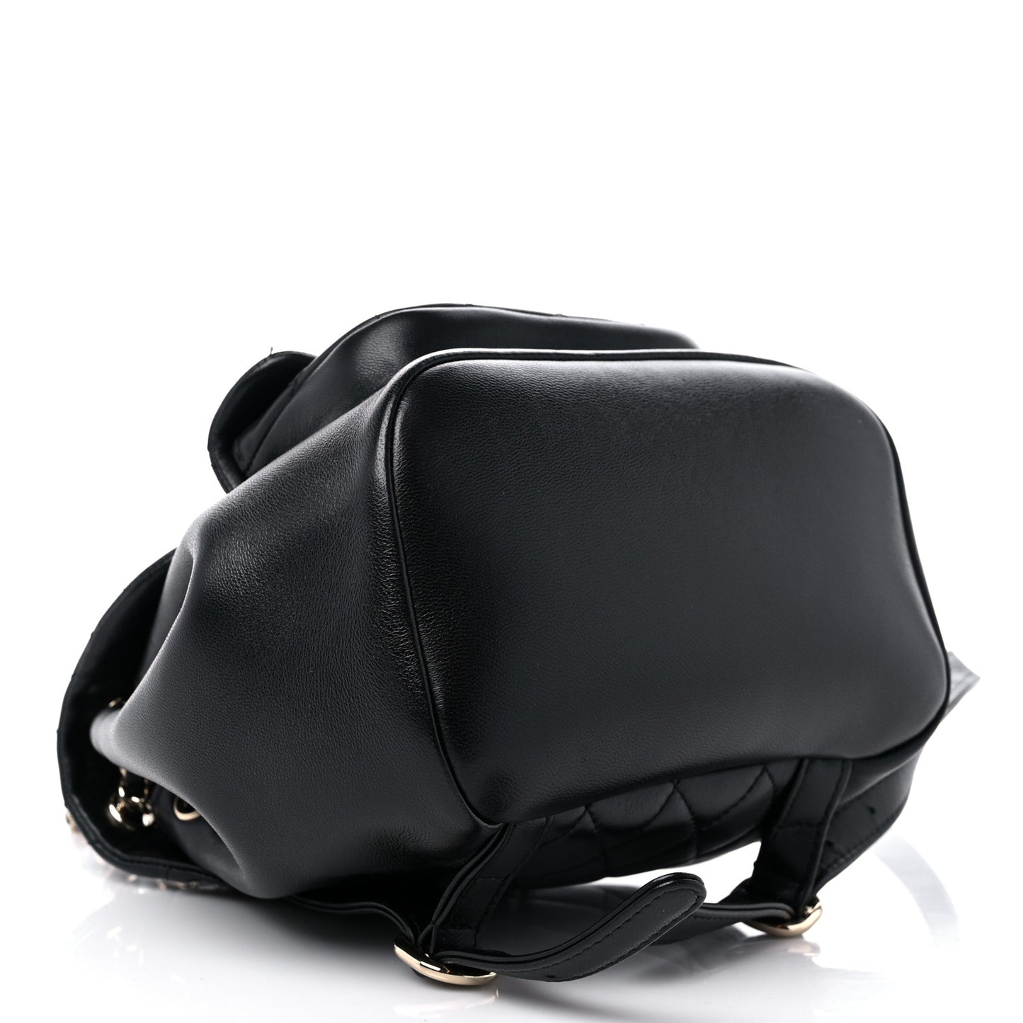 Lambskin Quilted Small Duma Drawstring Backpack Black