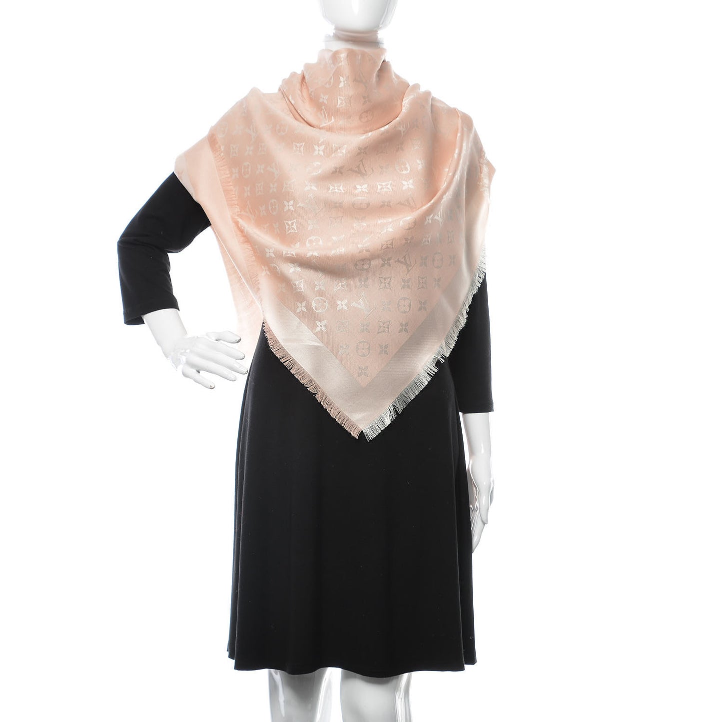 Silk Wool Monogram Shawl Rose
