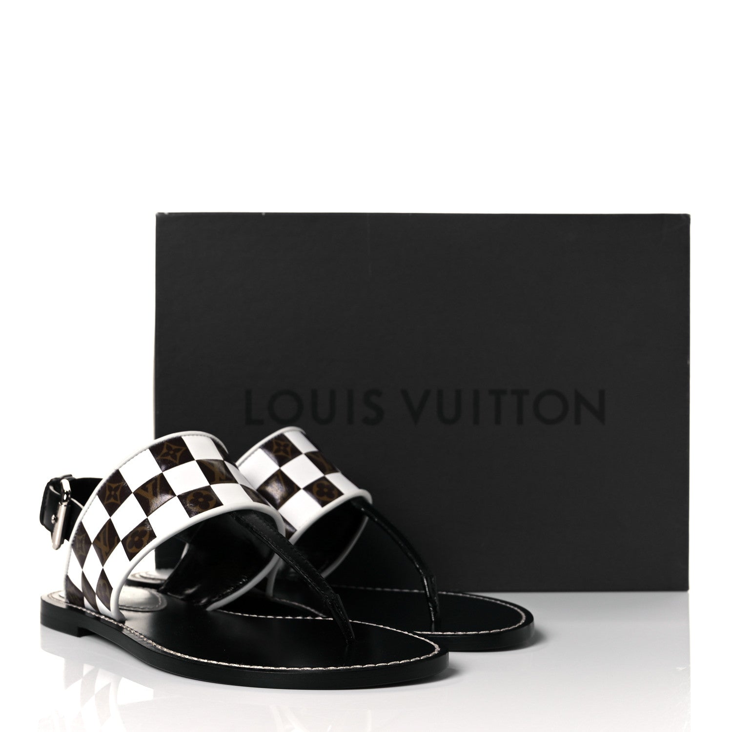 Louis Vuitton Monogram Calfskin Matchmake Flat Thong Sandals 36 Black 9 of 9
