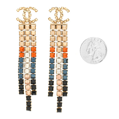 Chanel Baguette Crystal CC Drop Earrings Multi 2 of 5