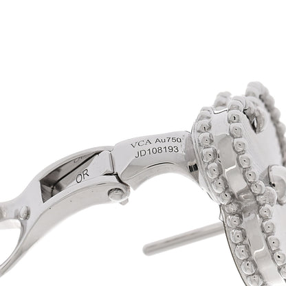 Van Cleef & Arpels 18K White Gold Guilloche Vintage Alhambra Earrings 4 of 5