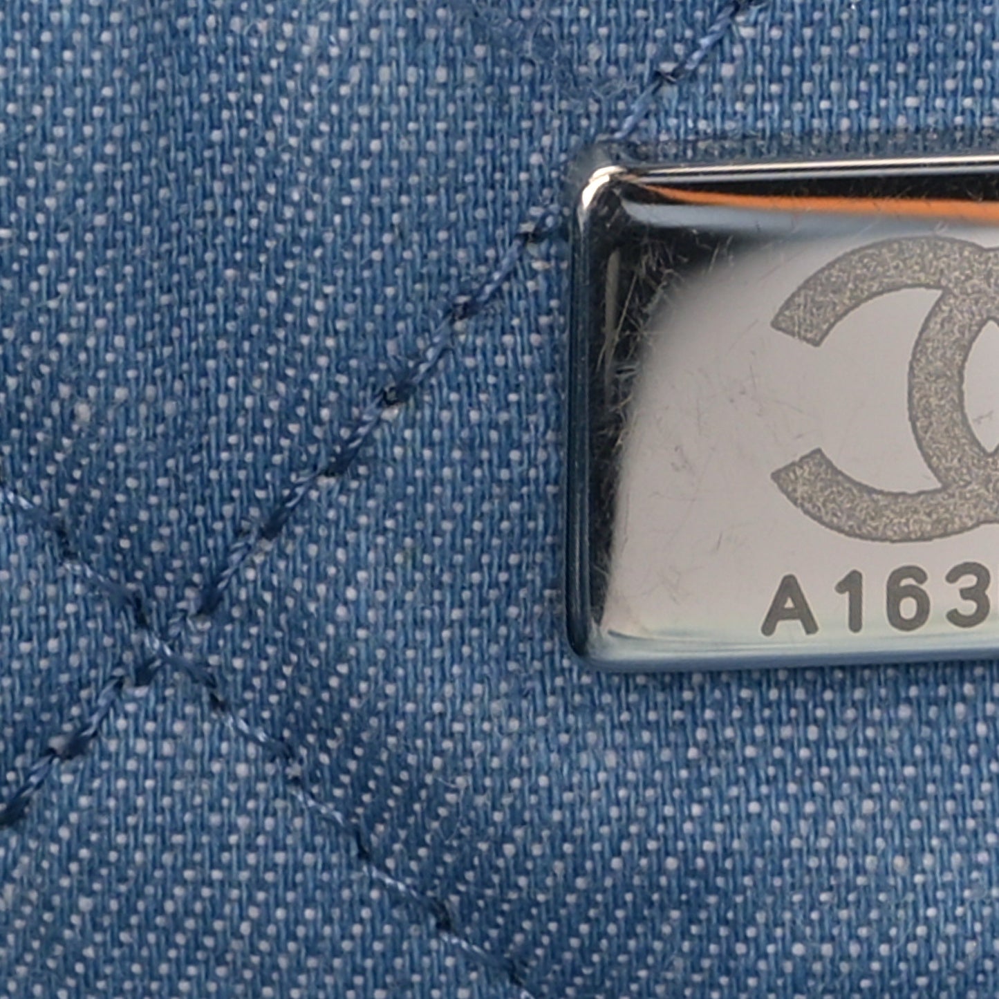 Denim Quilted Small Chanel 22 Blue