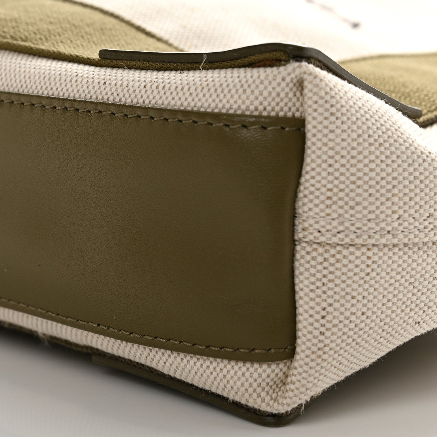 Cotton Canvas Calfskin Navy Cabas XS Natural Green