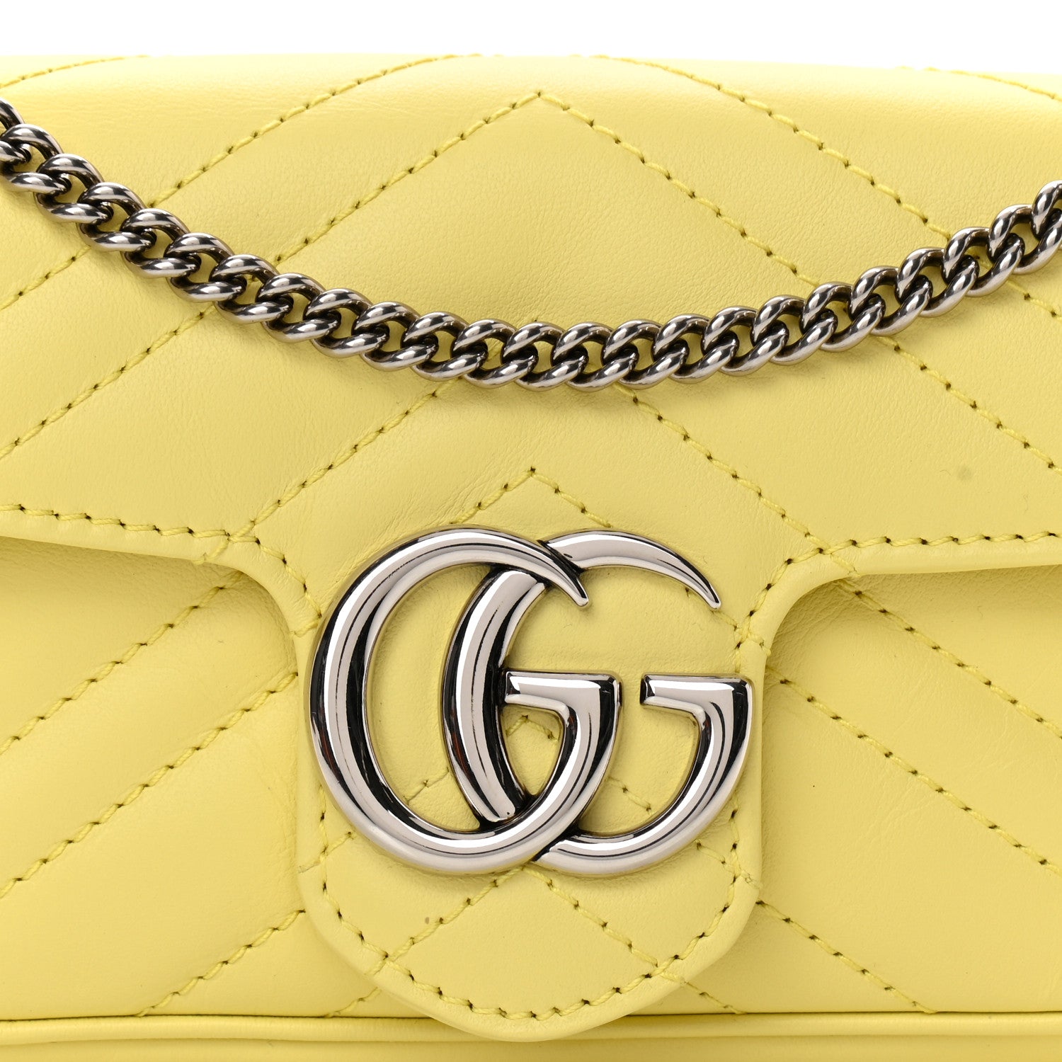 Gucci Calfskin Matelasse Super Mini GG Marmont Shoulder Bag Banana 8 of 11