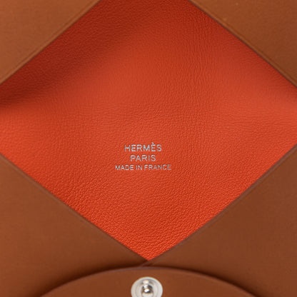 Hermes Barenia Verso Calvi Card Case Fauve Orange Poppy 6 of 8