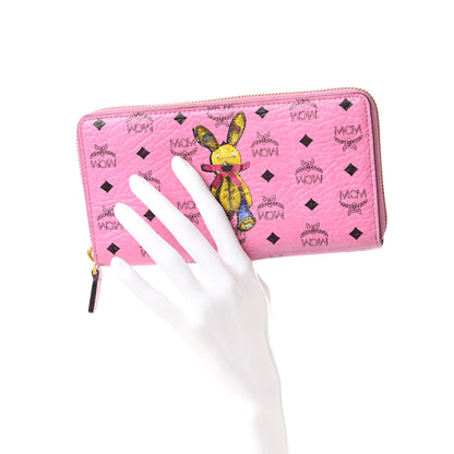 MCM Visetos Rabbit Zip Around Large Wallet Pink 2 of 11