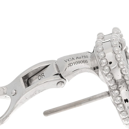 Van Cleef & Arpels 18K White Gold Guilloche Vintage Alhambra Earrings 4 of 4