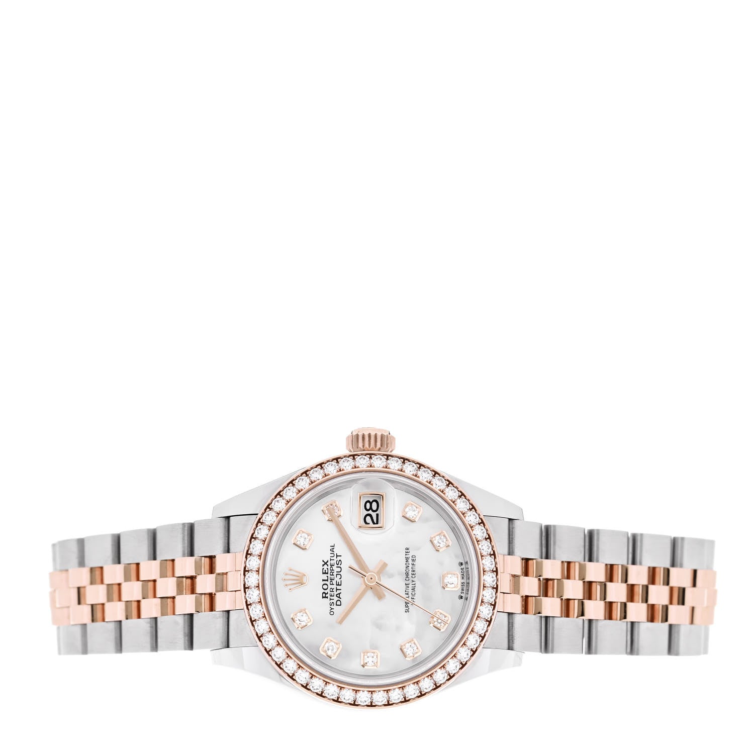 Rolex Stainless Steel 18K Everose Gold Diamond Bezel Mother of Pearl 28mm Oyster Perpetual Datejust Watch 279381RBR 2 of 5