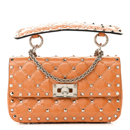 Valentino Garavani Patent Small Rockstud Spike Shoulder Bag Orange 1 of 10