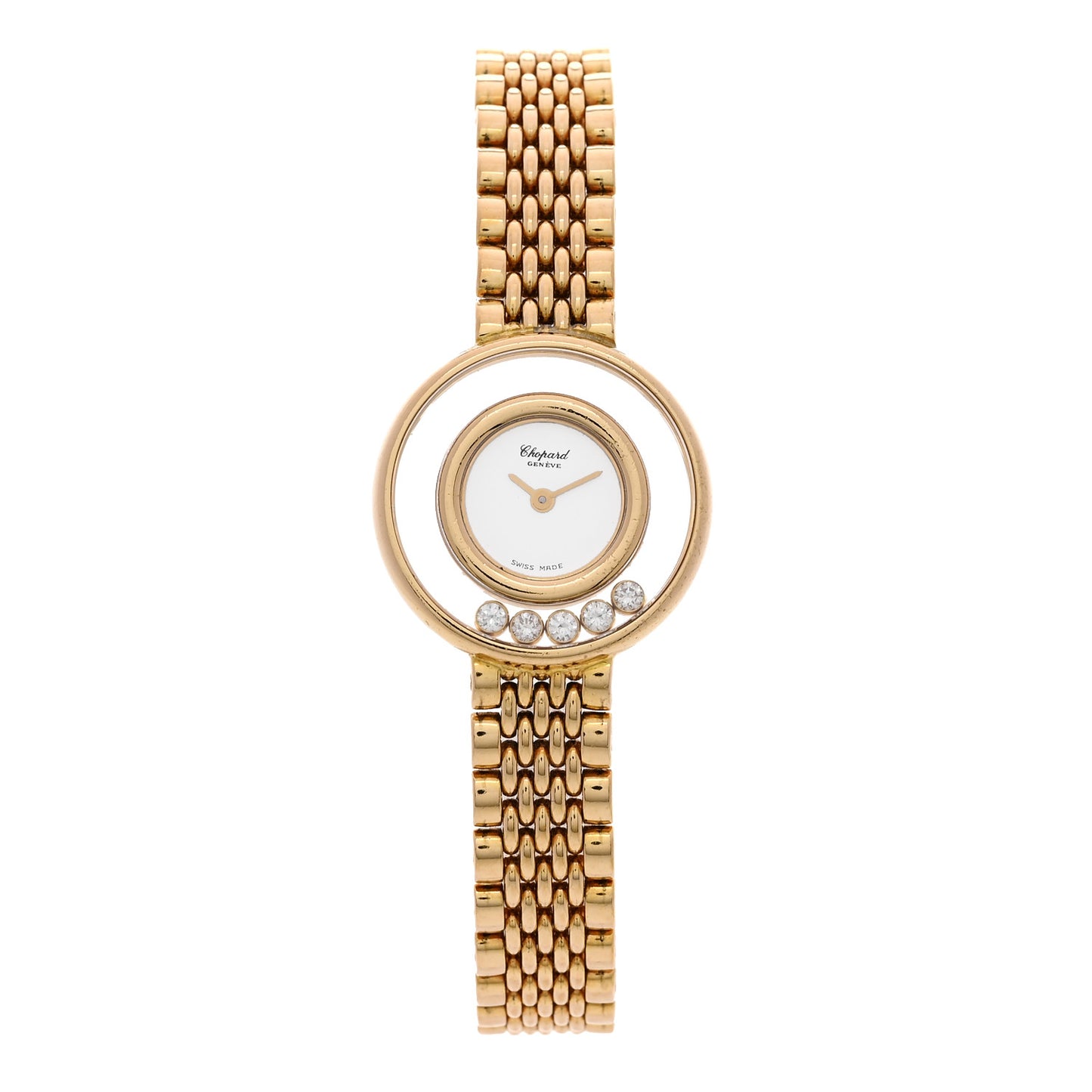 18K Yellow Gold 5 Diamond 22mm Happy Diamonds Quartz Watch