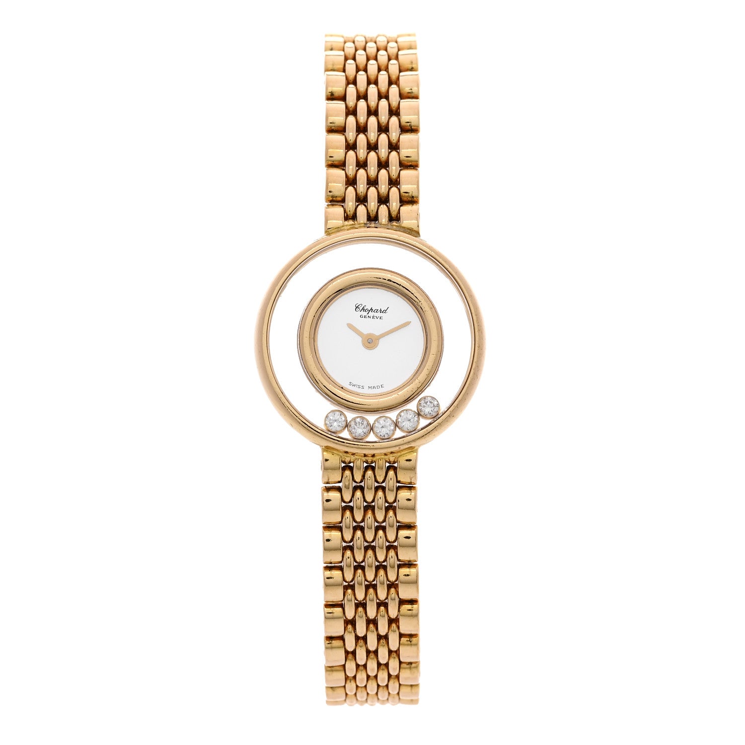 Chopard 18K Yellow Gold 5 Diamond 22mm Happy Diamonds Quartz Watch 1 of 4