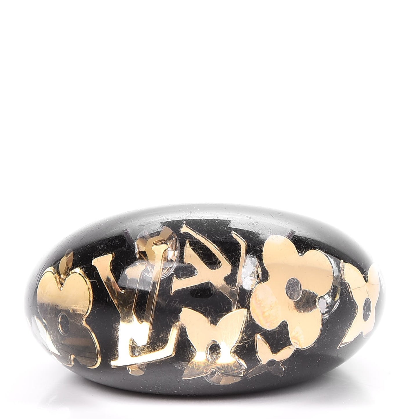 Resin Swarovski Crystal Inclusion Ring L Black 7.5