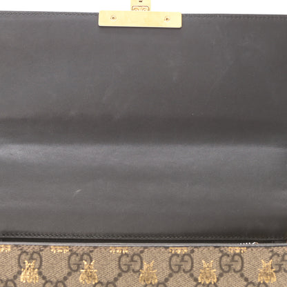 Gucci GG Supreme Monogram Bees Medium Padlock Shoulder Bag Beige Oro Black 6 of 9