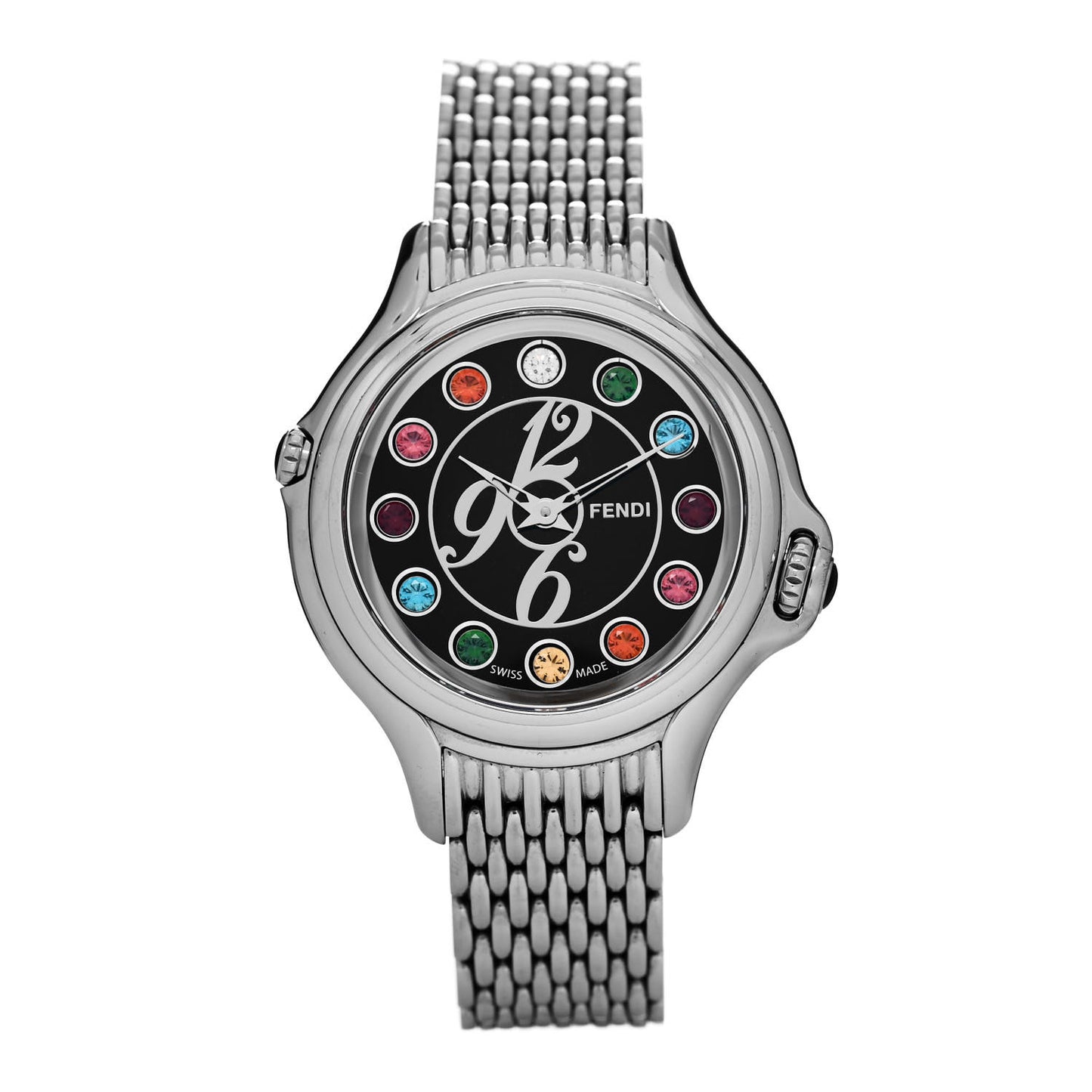 Stainless Steel Diamond Topaz 38mm Crazy Carats Quartz Watch Black