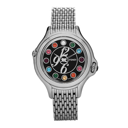 Fendi Stainless Steel Diamond Topaz 38mm Crazy Carats Quartz Watch Black 1 of 6