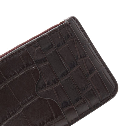 Alexander McQueen Calfskin Crocodile Embossed Card Holder Wallet Burgundy 9 of 9
