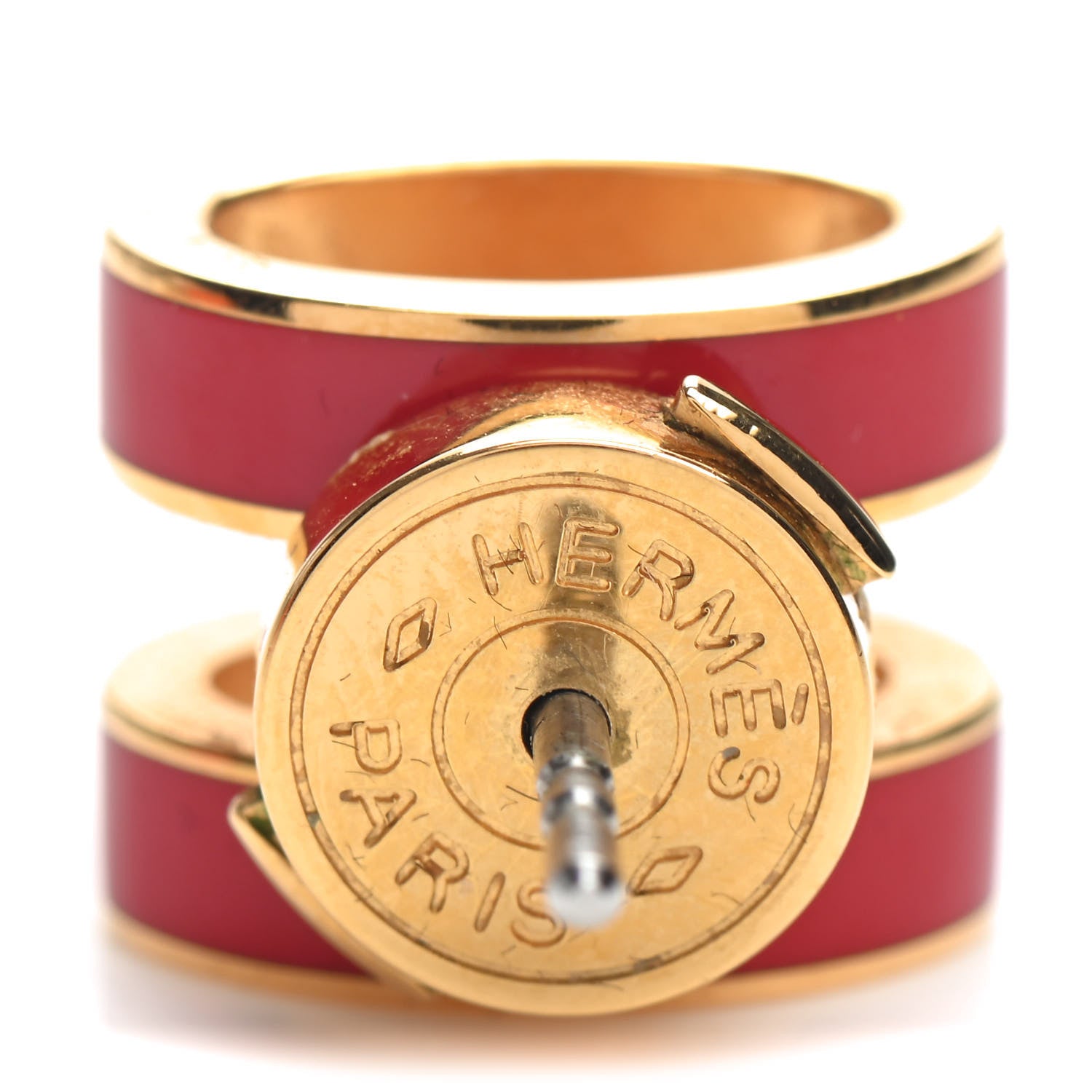 Hermes Gold Lacquered Pop H Earrings Rouge Corail 4 of 6