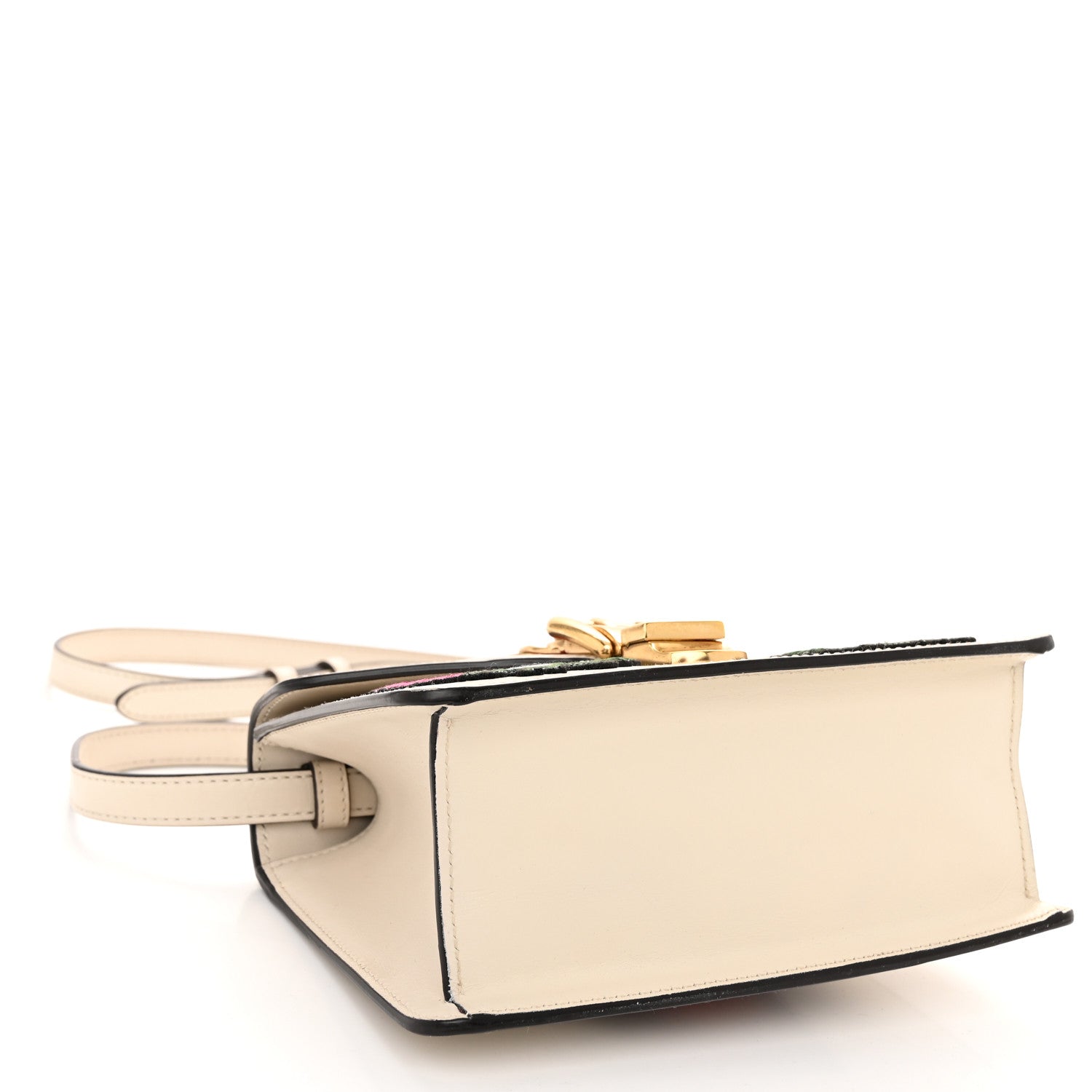 Gucci Calfskin Embroidered Mini Sylvie Top Handle Bag White 4 of 10