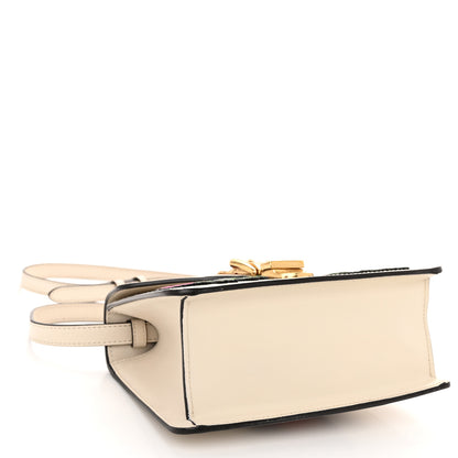 Gucci Calfskin Embroidered Mini Sylvie Top Handle Bag White 4 of 10