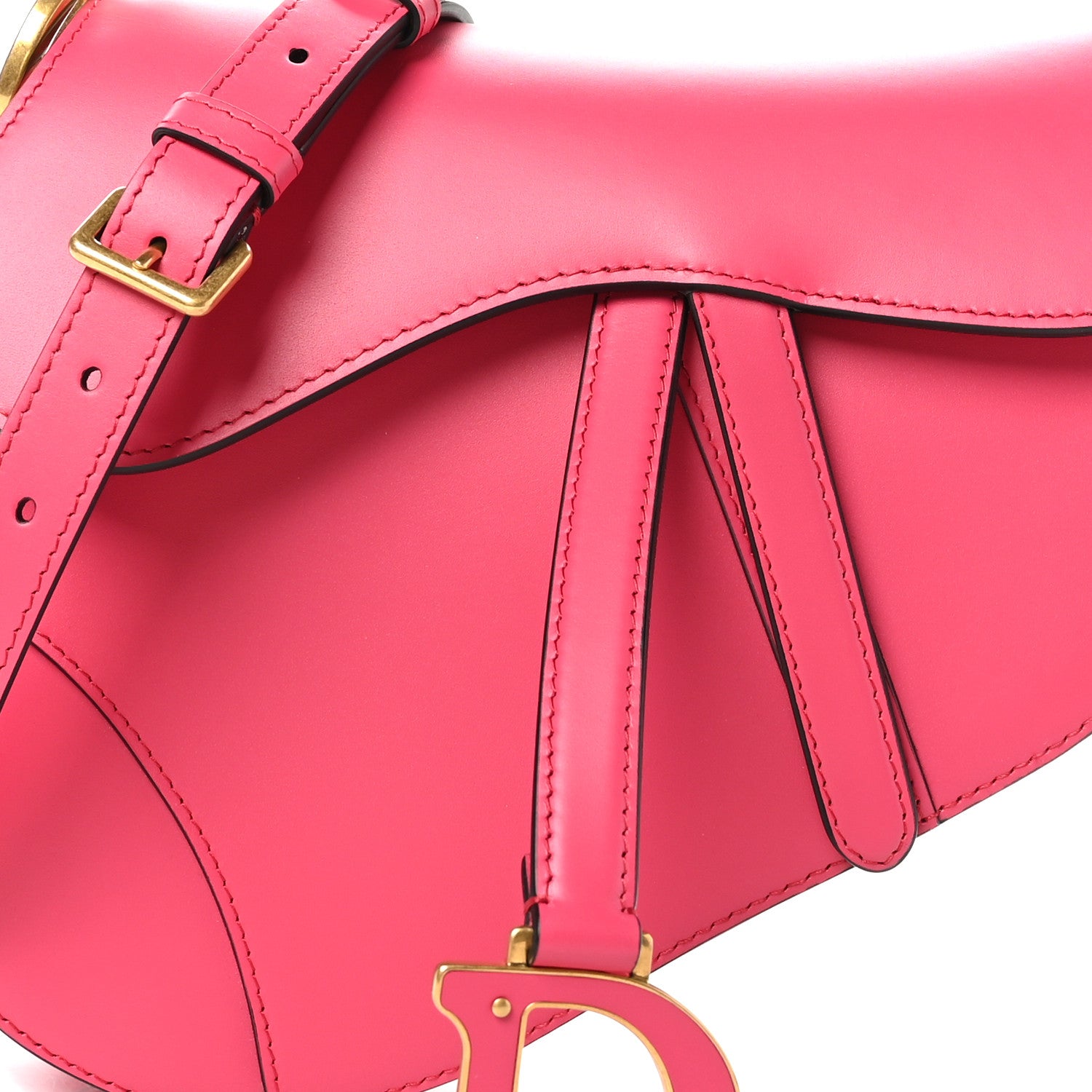 Christian Dior Smooth Calfskin Saddle Bag With Strap Fuchsia 8 of 10