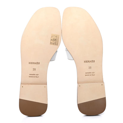 Hermes Box Calfskin Oran Sandals 39 White 4 of 4