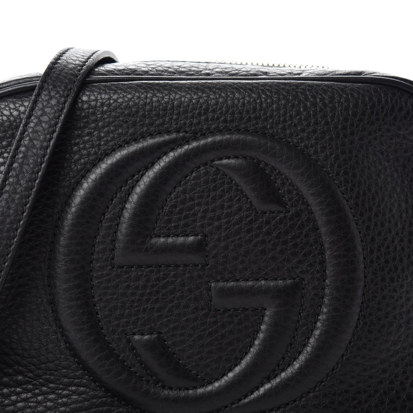 Pebbled Calfskin Small Soho Disco Bag Black