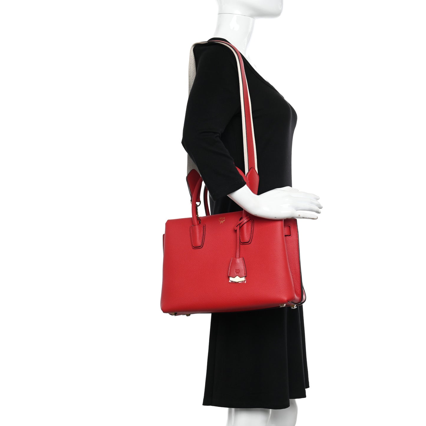 Grained Calfskin Medium Milla Tote Ruby Red