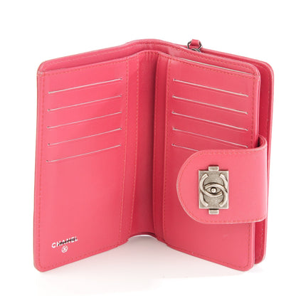 Chanel Lambskin Quilted Boy Large Zip Pocket Wallet Pink 10 of 11