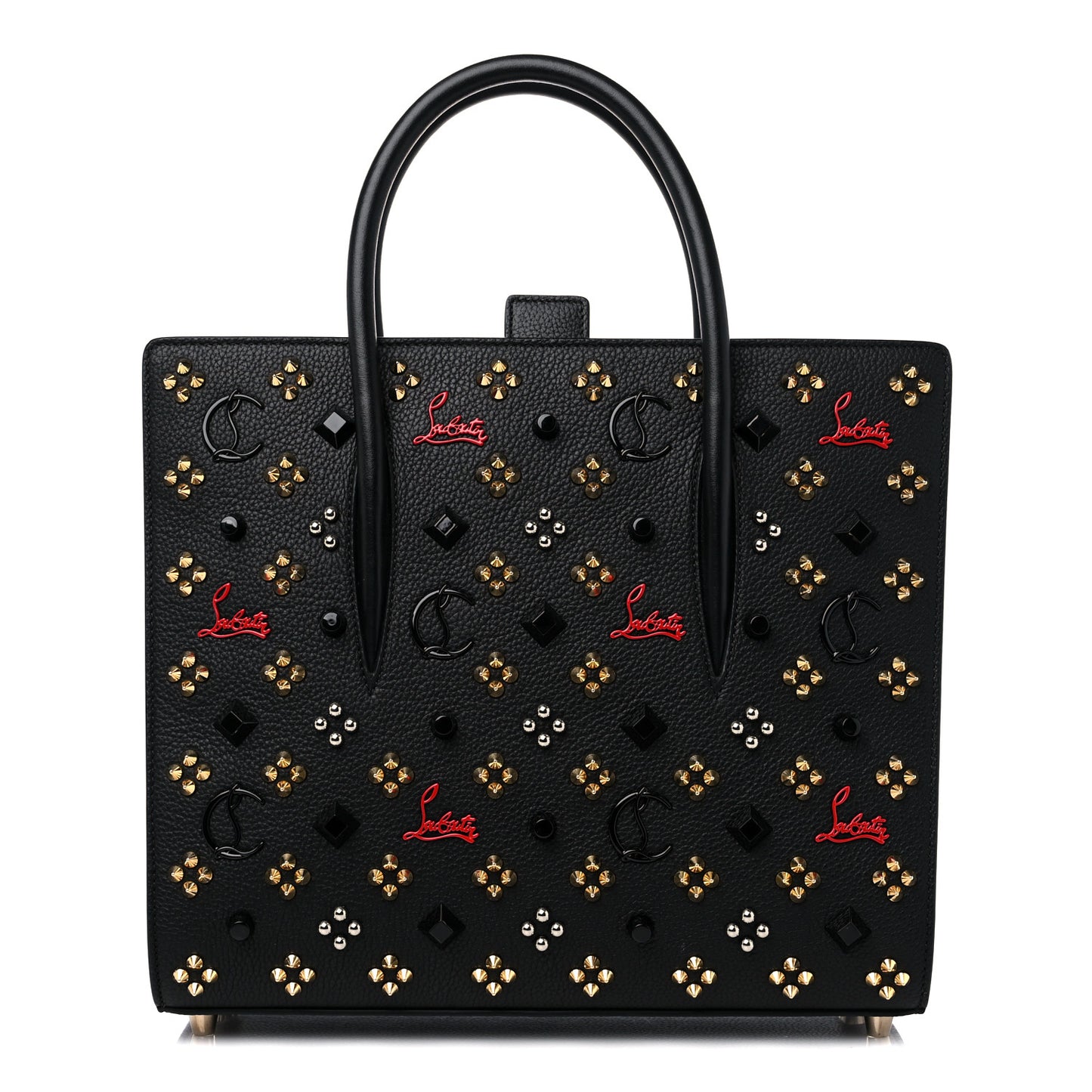Calfskin Spikes Loubinthesky Medium Paloma Black Multimetal