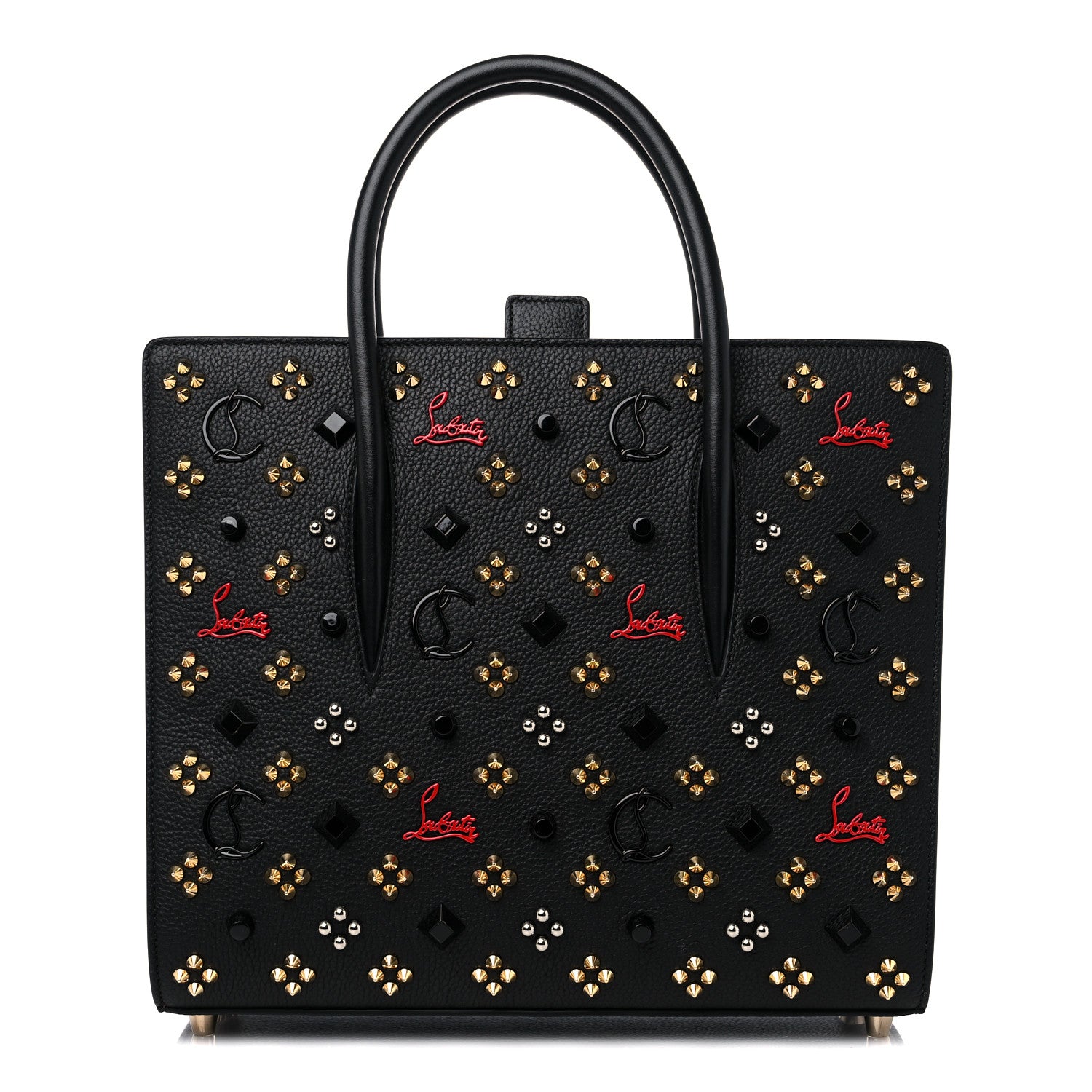 Christian Louboutin Calfskin Spikes Loubinthesky Medium Paloma Black Multimetal 1 of 9