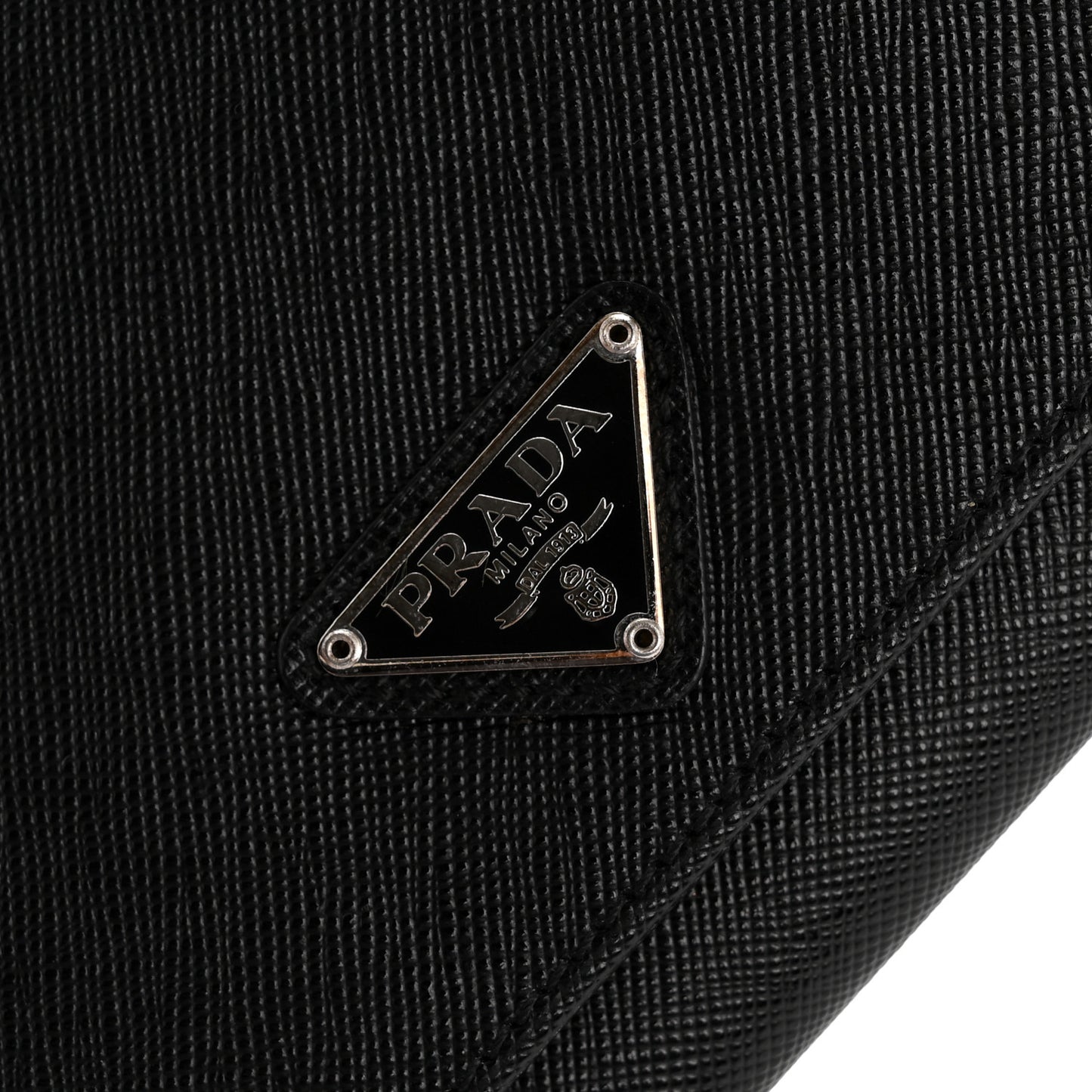 Saffiano Triangle Continental Flap Wallet Black
