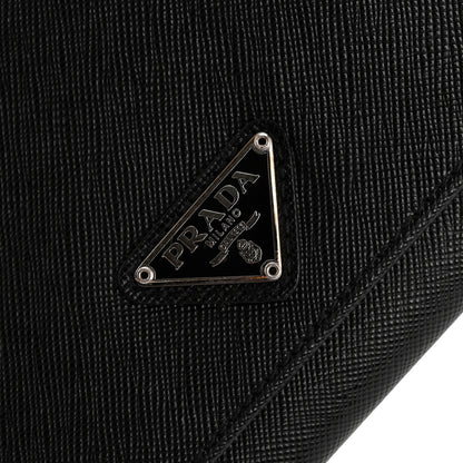 Prada Saffiano Triangle Continental Flap Wallet Black 11 of 12