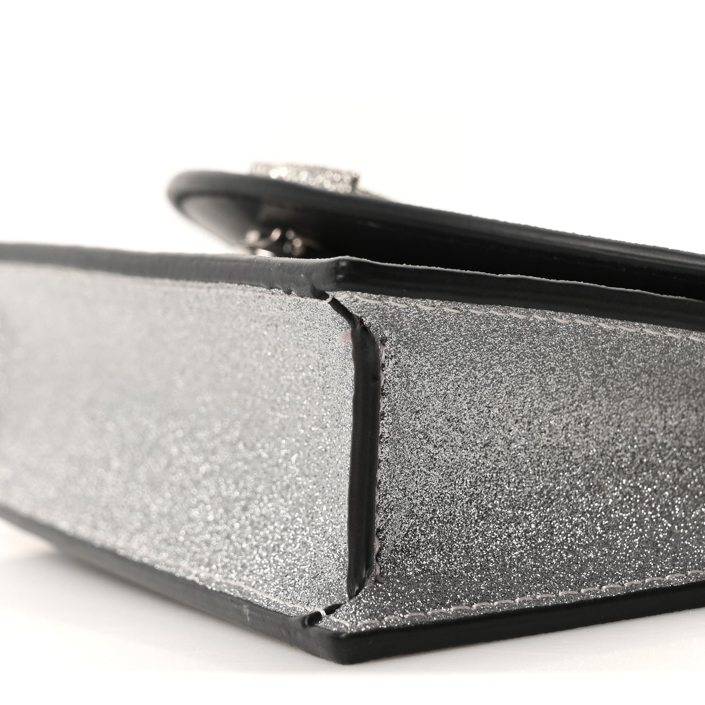 Glitter Calfskin Loubi54 Crossbody Clutch Silver
