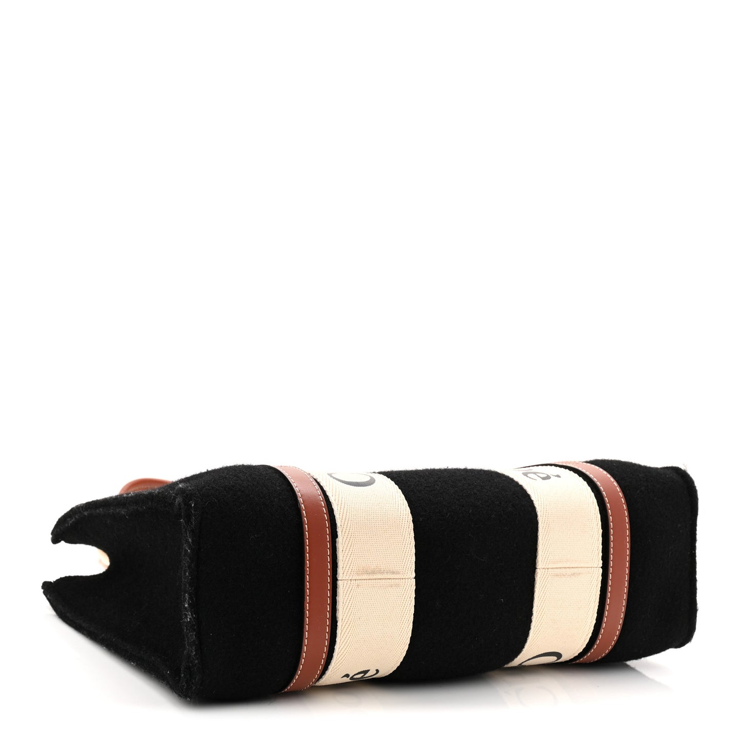 Felt Calfskin Medium Woody Ribbon Tote Black