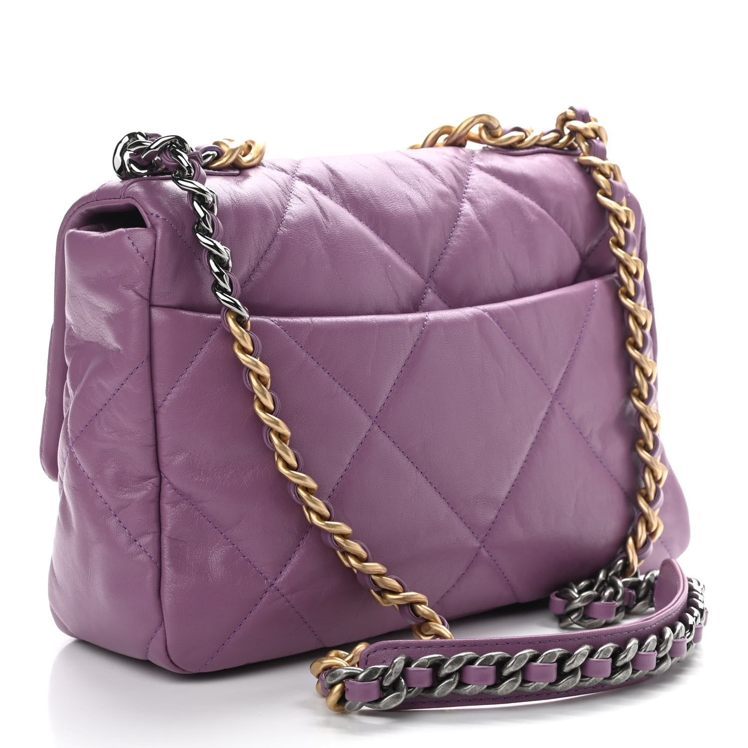Chanel Goatskin Quilted Large Chanel 19 Flap Purple 3 of 11