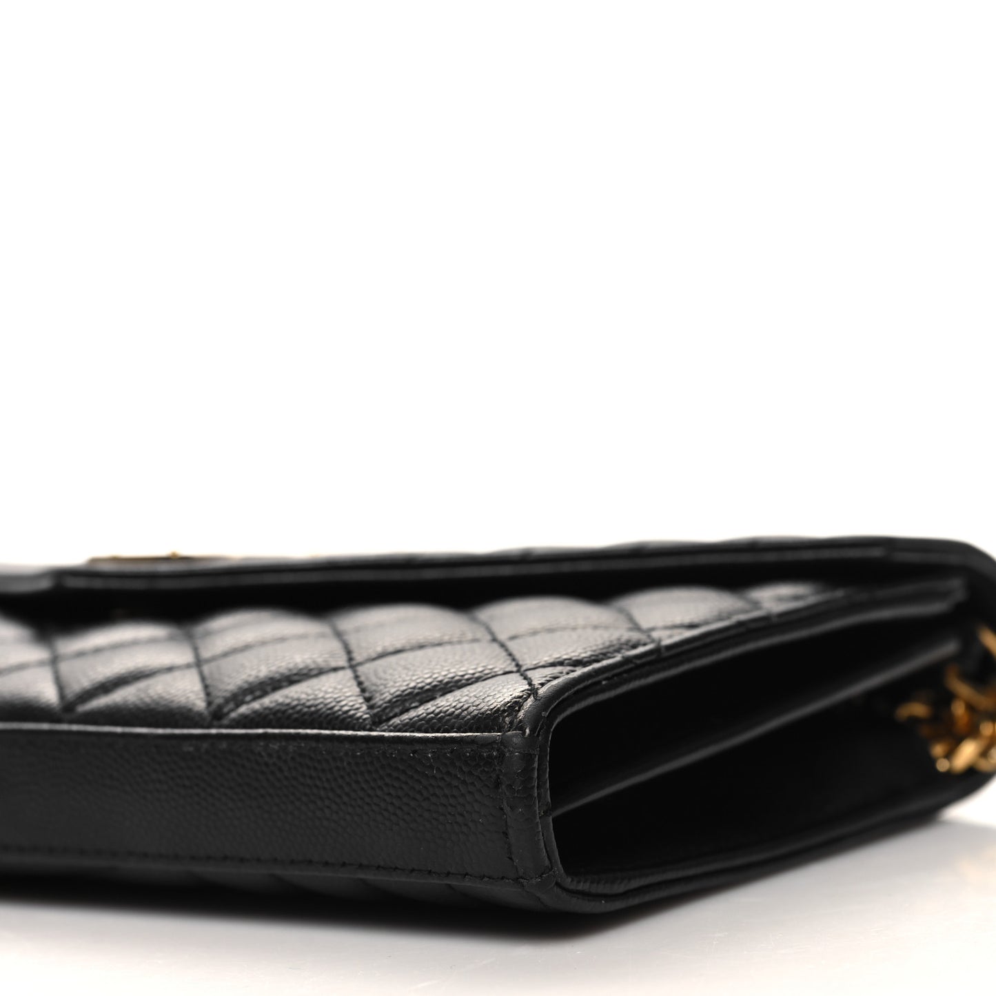 Grain De Poudre Mixed Matelasse Triquilt Monogram Chain Wallet Black