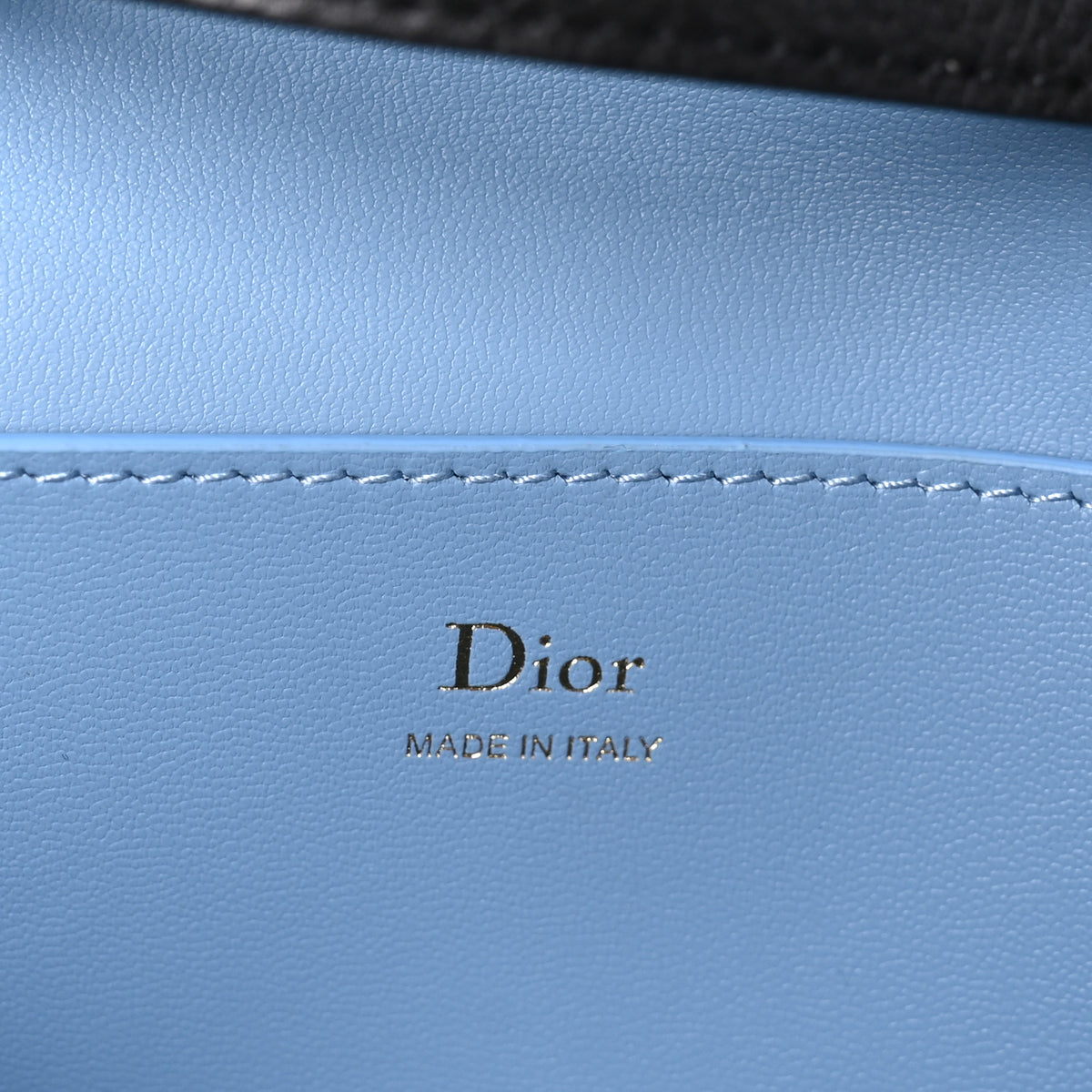 Christian Dior Grained Calfskin Medallion Envelope Pouch With Strap  Black Myosotis Blue 6 of 10