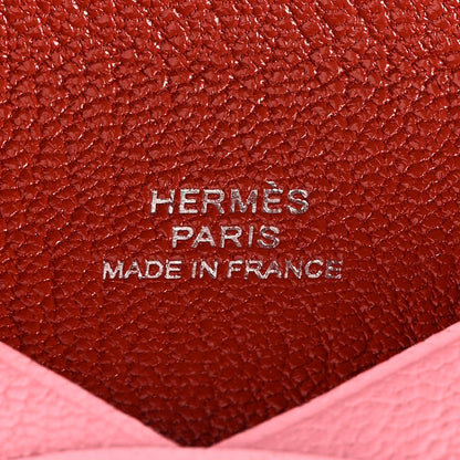 Hermes Chevre Chandra Verso Calvi Card Case Rose Confetti Brique 6 of 6