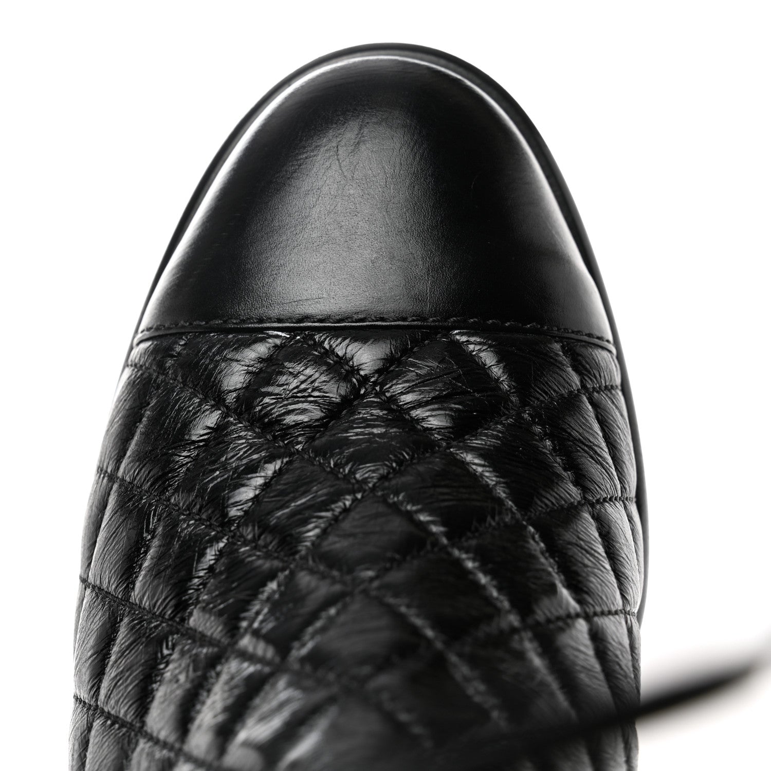 Chanel Shiny Goatskin Cap Toe Short Boots 37.5 Black 9 of 10