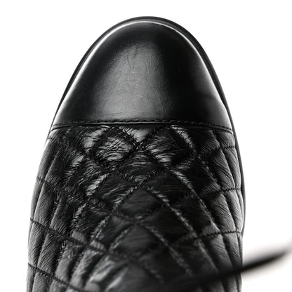 Chanel Shiny Goatskin Cap Toe Short Boots 37.5 Black 9 of 10