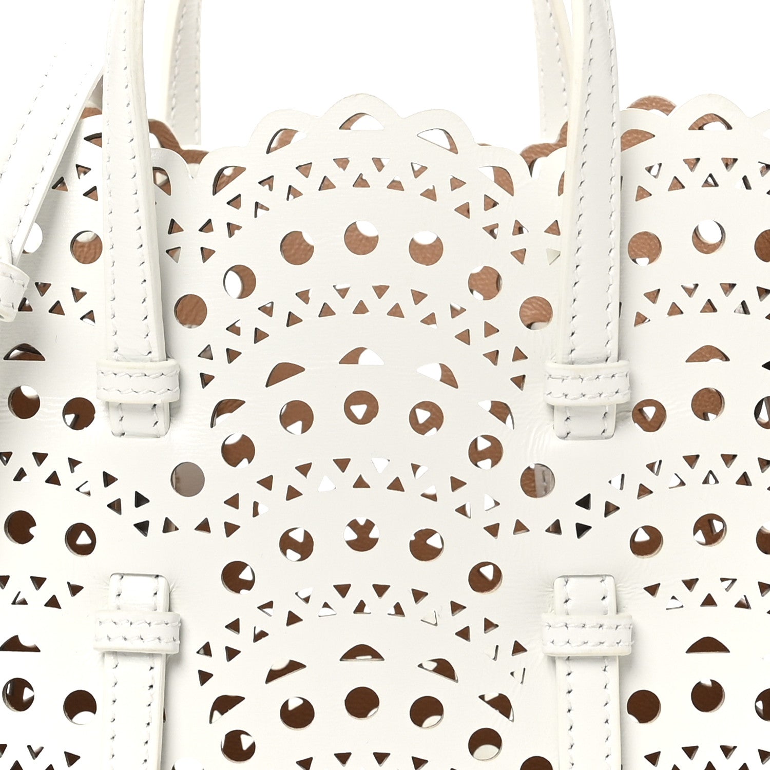 Alaia Calfskin Vienne Wave Mina 16 Bag White Optique 7 of 9