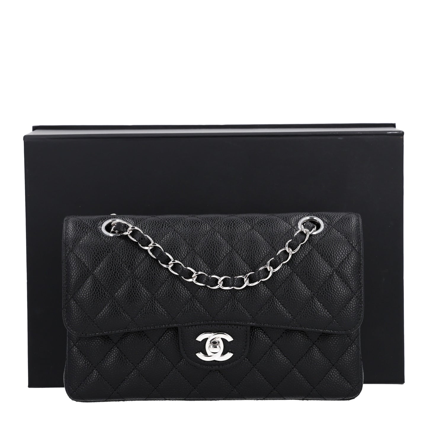 Caviar Quilted Small Double Flap Black