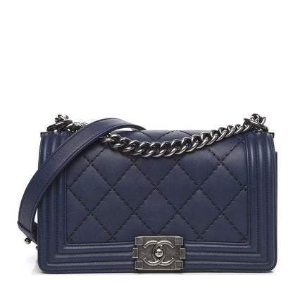 Chanel Calfskin Quilted Small Boy Flap Navy 1 of 14