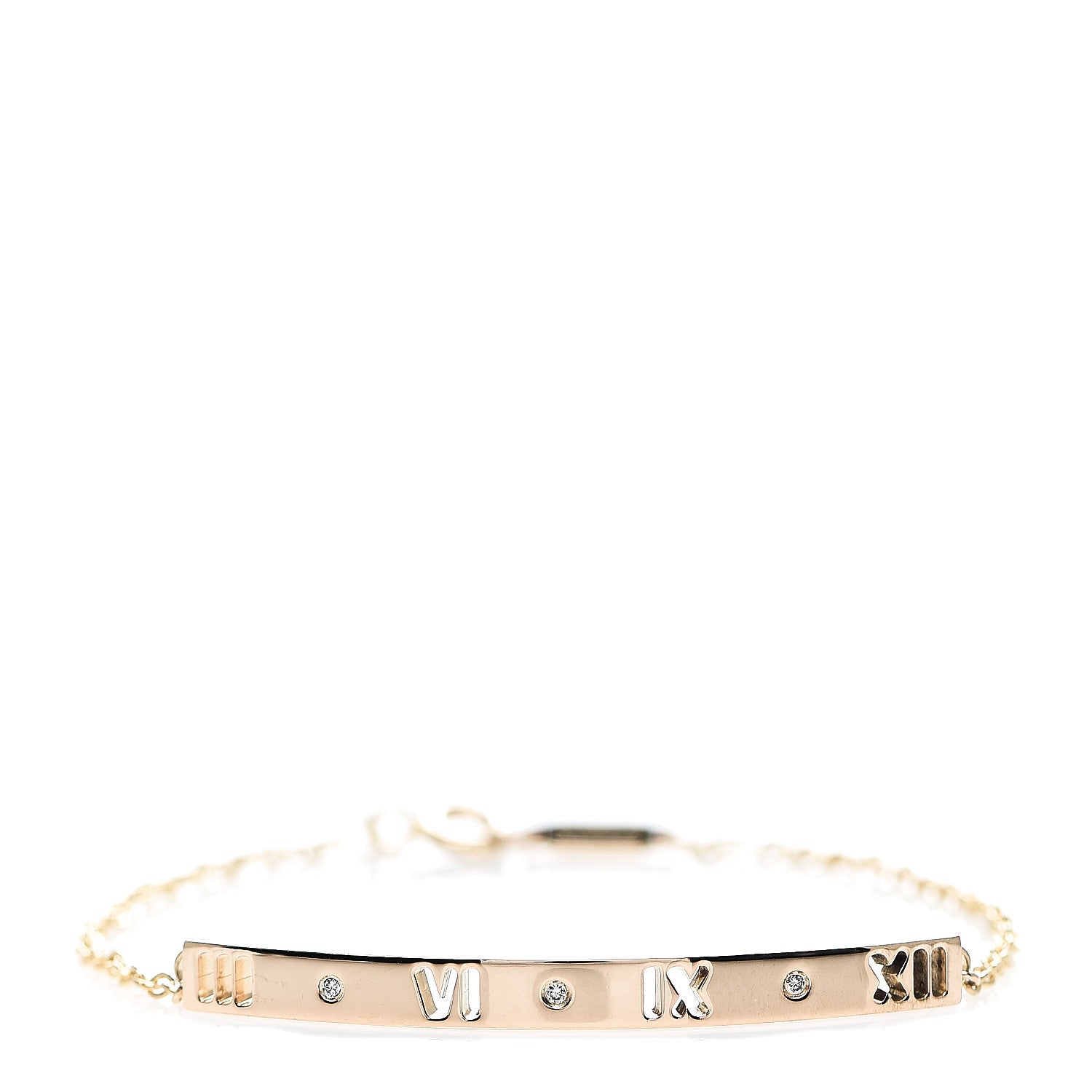 Tiffany 18K Rose Gold Diamond Atlas Bar Pierced Bracelet 1 of 5